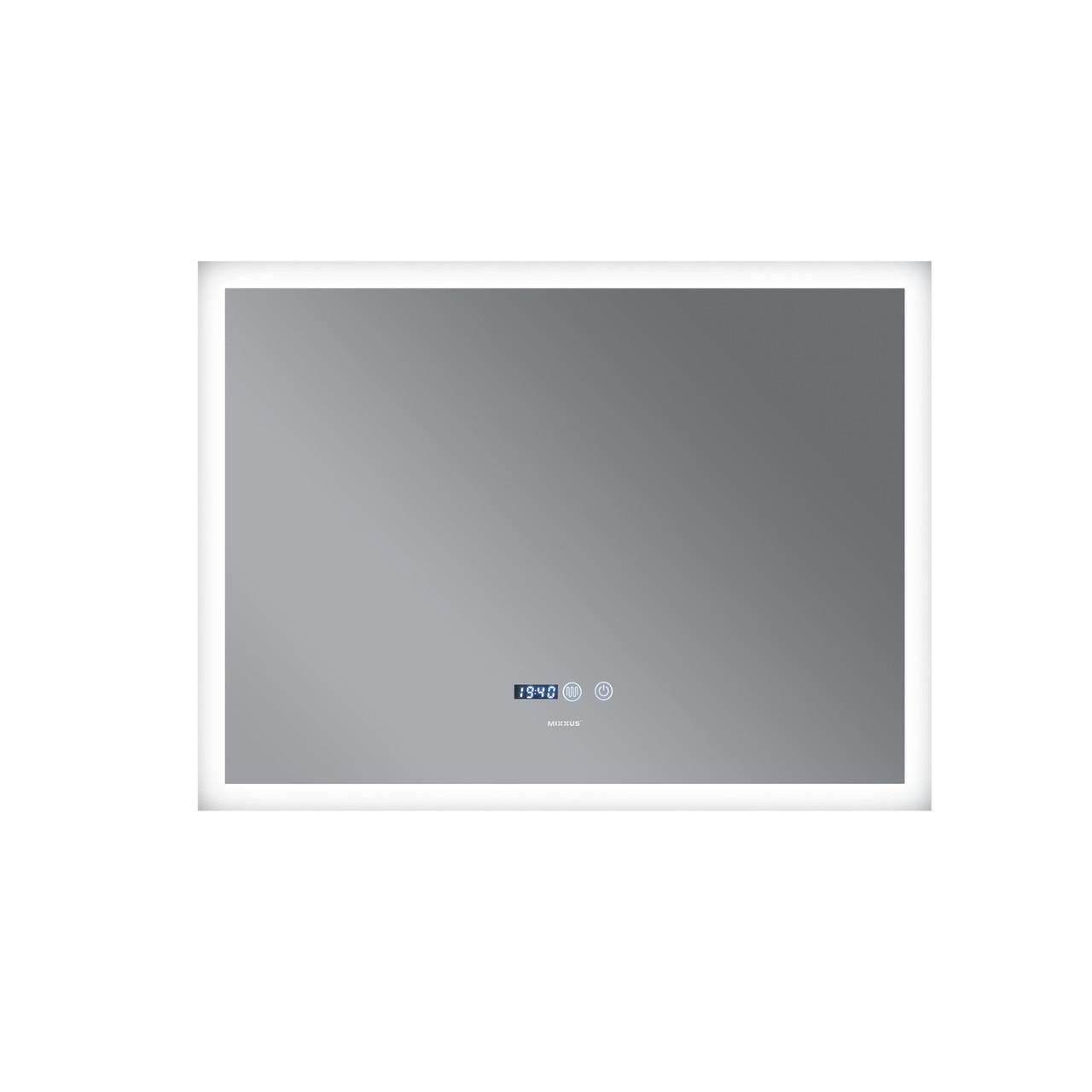 Зеркало MIXXUS FLAT MR04-80x60 с LED Touch/Anti-fog/димером/регулировкой яркости/часами (MI6928)