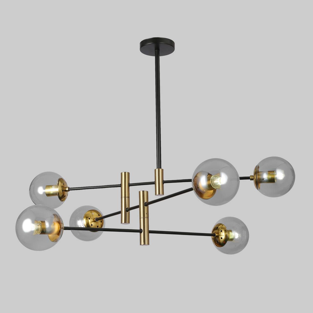 Люстра современная на 6 ламп Черный (909-LXL3012-6 BK+CL)