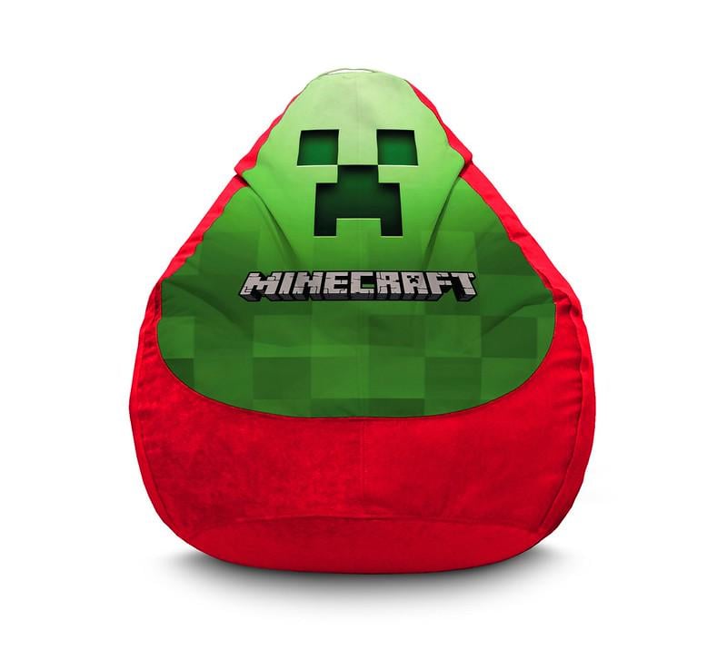 Крісло мішок iPuff Minecraft Creeper Флок XL 80x110 см Червоний