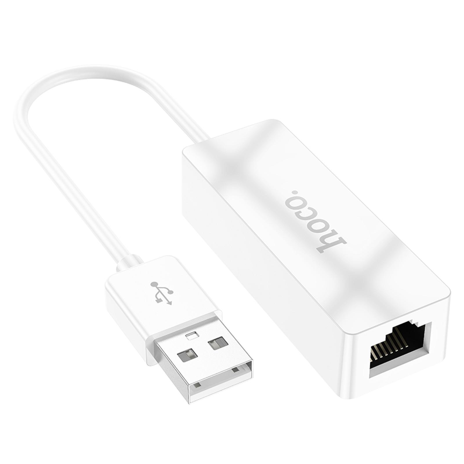 Адаптер-переходник для модема/роутера Hoco UA22 USB to RJ45 100 Mbps Белый