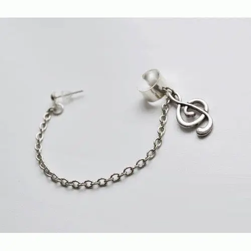 Сережка каф із скрипічним ключем 1 шт. Сріблястий (1135160599)