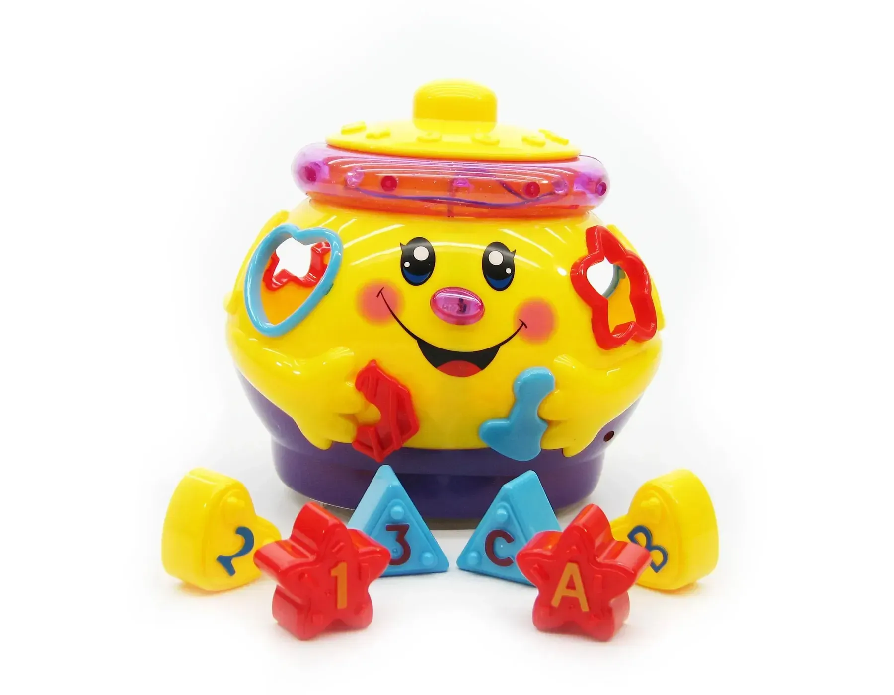 Іграшка-сортер дитяча Limo Toy Веселий горщик з пластику 16 см Жовтий (150-98-0915UAYL)