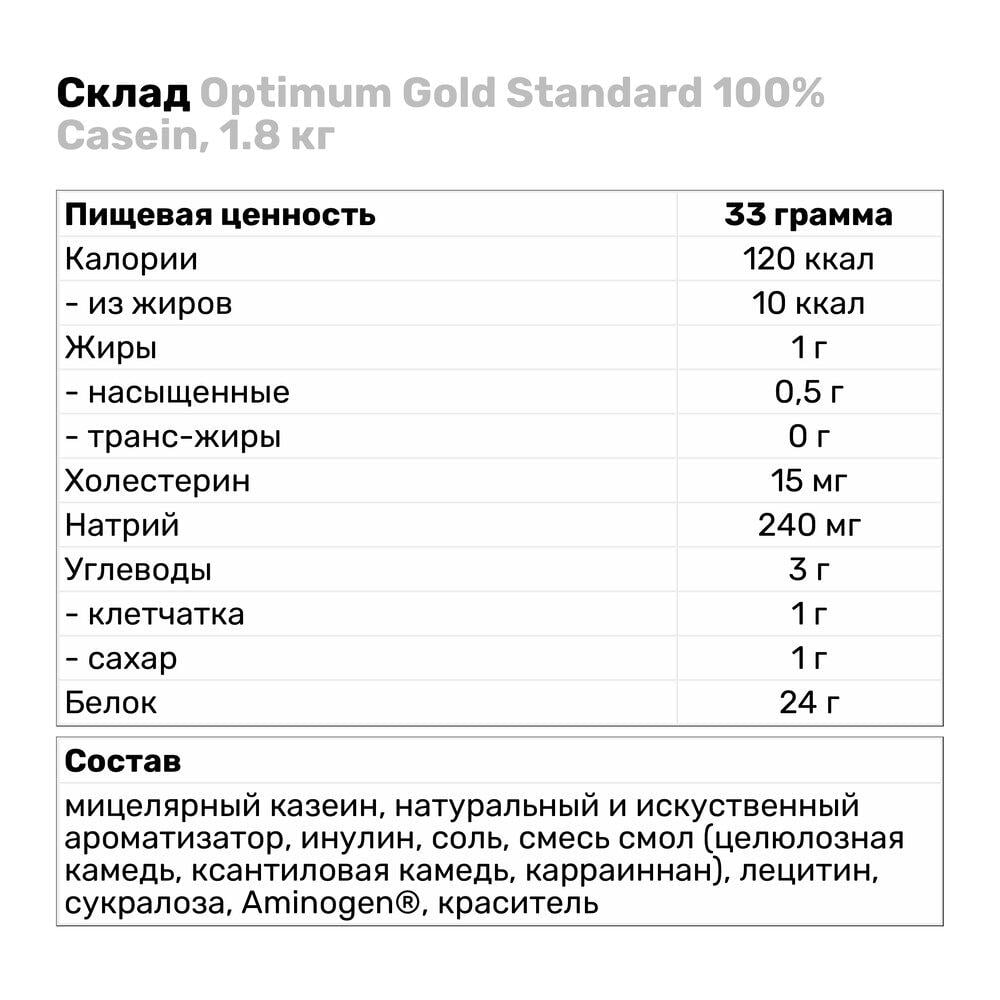 Протеїн Optimum Gold Standard 100% Casein 1,8 кг Печиво з кремом (897V2646) - фото 4