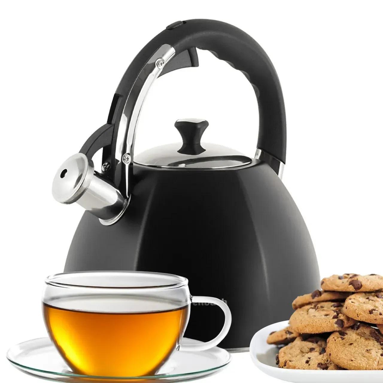 Чайник із свистком та ручкою з покриттям soft touch Ofenbach KM-100308 із нержавіючої сталі 3,2 л Чорний (150-84-100308) - фото 9 Чайник із свистком та ручкою з покриттям soft touch Ofenbach KM-100308 із нержавіючої сталі 3,2 л Чорний (150-84-100308) - фото 9