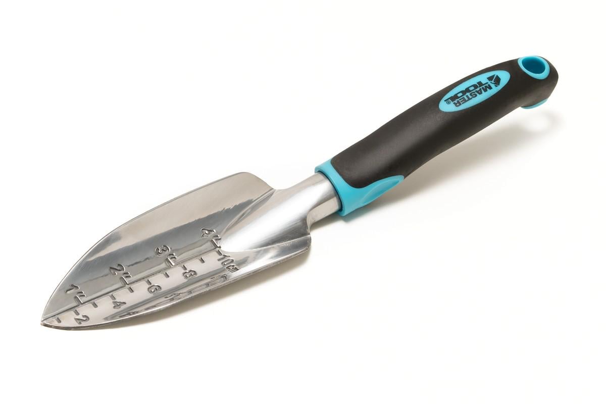 Совок садовый MasterTool алюминиевый узкий 300x55 мм с двухкомпонентной ручкой (14-6161)