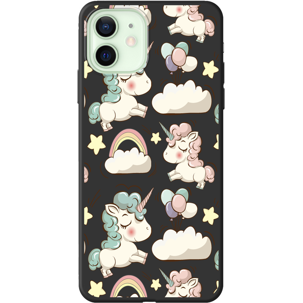 Чехол Boxface iPhone 12 mini Unicorns Черный силикон (41084-cc2-41088)