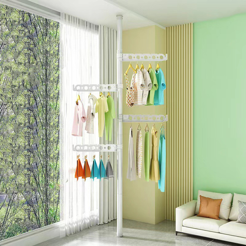 Сушилка для белья вертикальная ED-1287 регулируемая от пола до потолка White (784780558) - фото 5