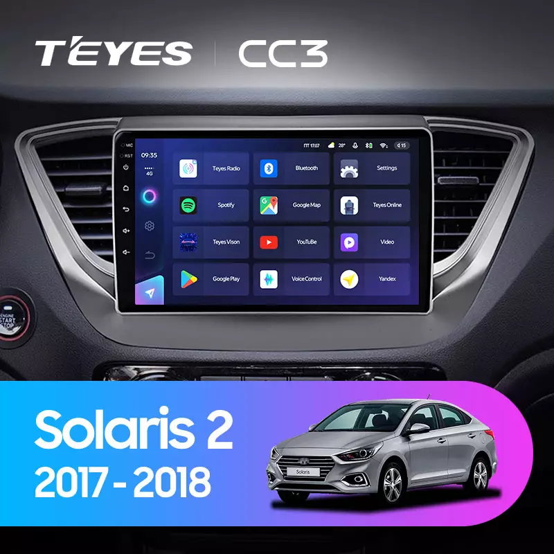 Автомагнітола штатна Teyes CC3 для Hyundai Solaris 2/Accent 2017-2018 Android 6/128 Гб з круговим оглядом 360° (1660021707) - фото 3