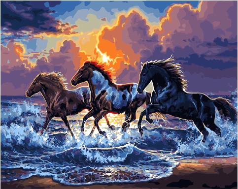 Картина по номерам Rainbow Art Скакуны на закате (GX34306-RA)