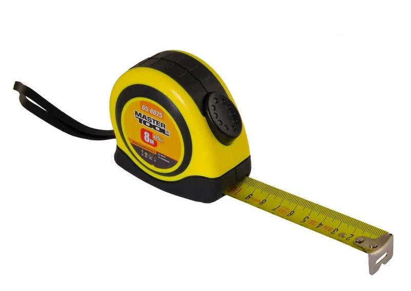 Рулетка с фиксатором MasterTool 8 м 25 мм (65-8025)