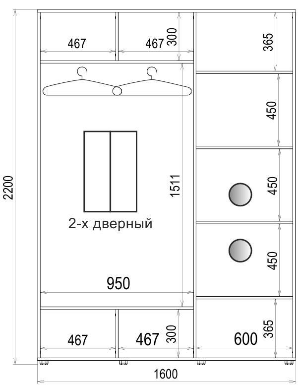 Шкаф-купе Luxe 2 двери Стекло тонированное/Стекло тонированное 550-550 CLS - I 1600x2200x450 мм Венге (35299) - фото 4