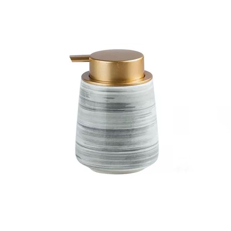 Дозатор керамический для жидкого мыла средств для мытья посуды Bathlux 400 мл Серый