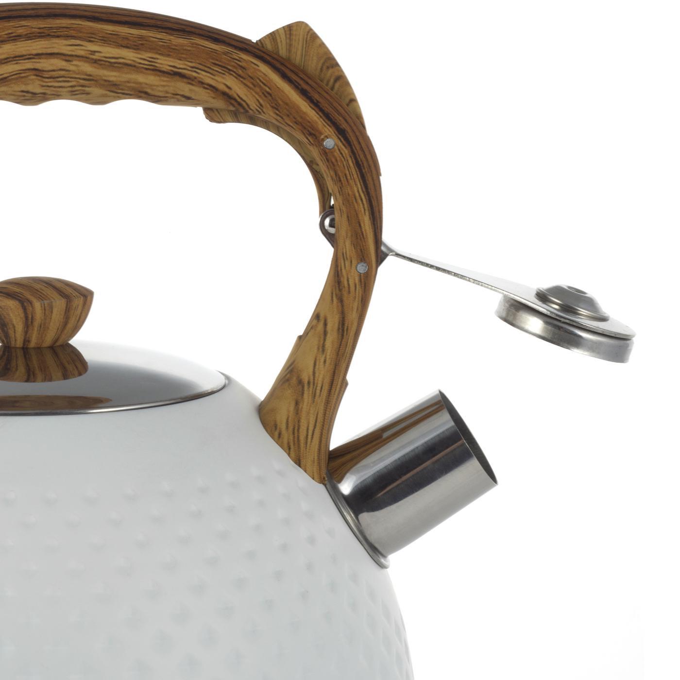 Чайник со свистком Kamille KM-1098 из нержавеющей стали и бакелитовой ручкой 2,7 л Белый (150-84-1098.1) - фото 3 Чайник со свистком Kamille KM-1098 из нержавеющей стали и бакелитовой ручкой 2,7 л Белый (150-84-1098.1) - фото 3