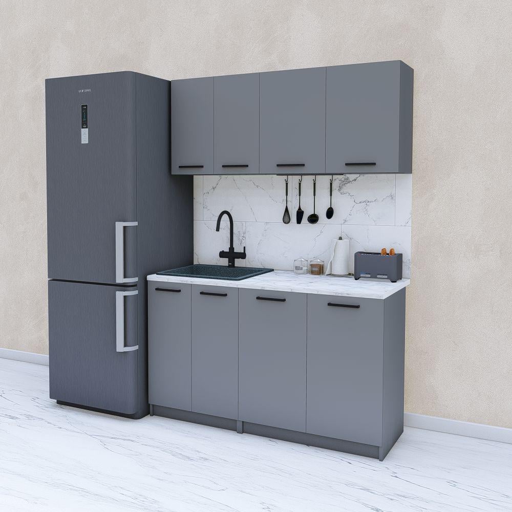 Кухня лінійна готова 1,4 м 140 см Антрацит (МП47б) - фото 1 Кухня лінійна готова 1,4 м 140 см Антрацит (МП47б) - фото 1