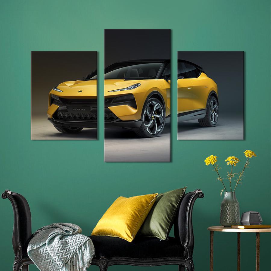 Картина на холсте триптих Электрический кроссовер Lotus Eletre 141x90 см (1413-32)