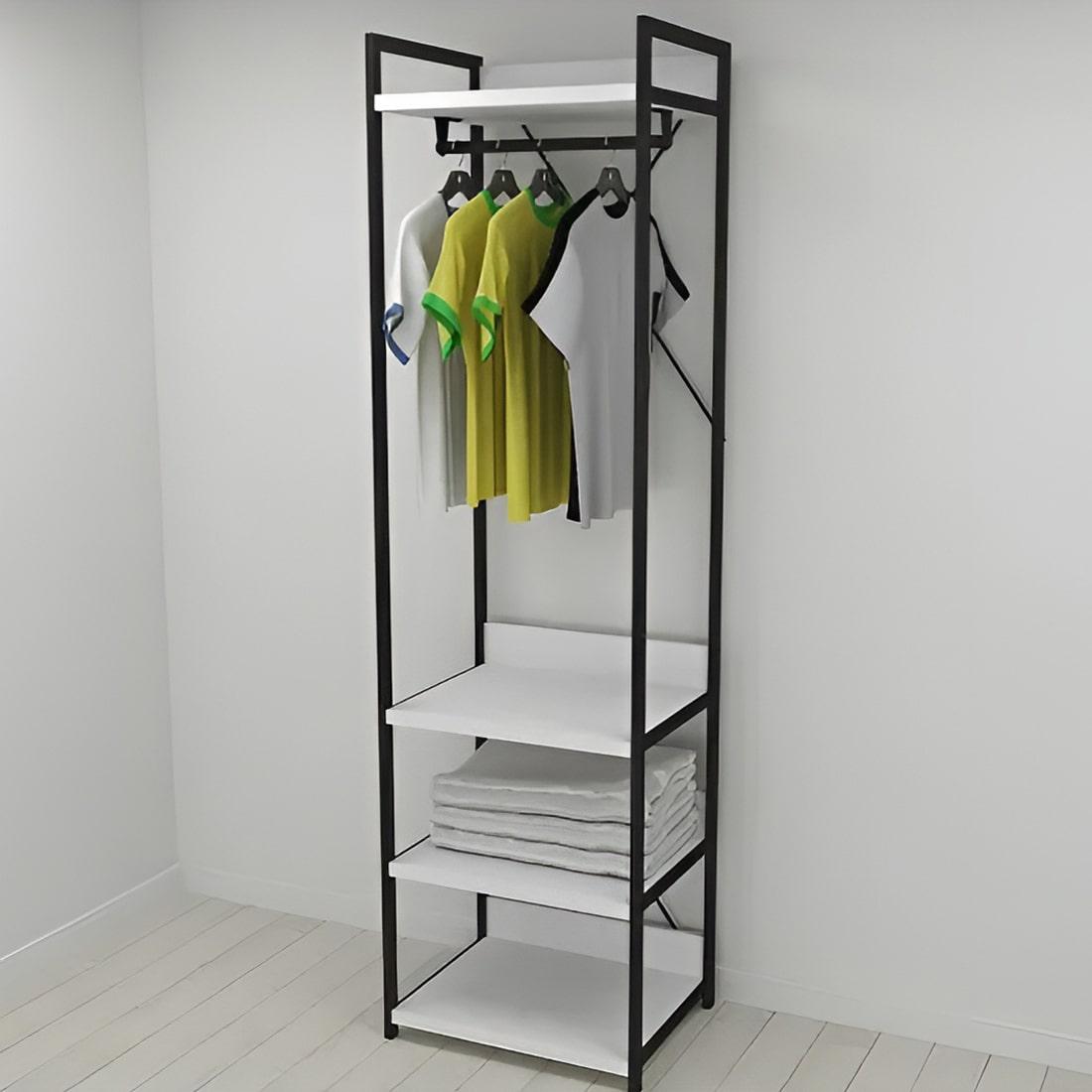 Шкаф-гардероб Ferrum-decor Коннект Уни секция 3 металл/ДСП 32 мм 220x60x50 см Черный/Белый (FRD-104523)