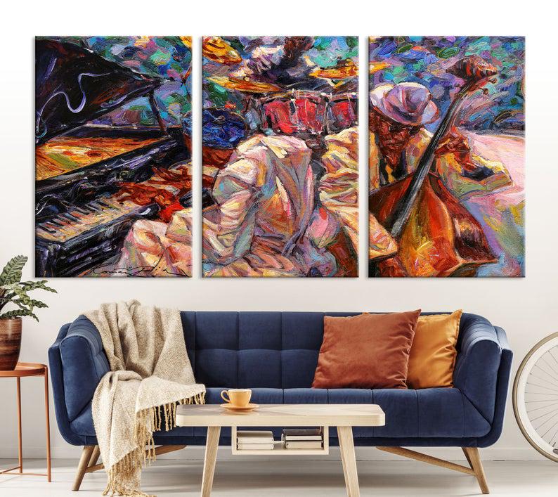 Модульная картина KIL Art Музыканты из трех частей 128x81 см (M3_L_167)