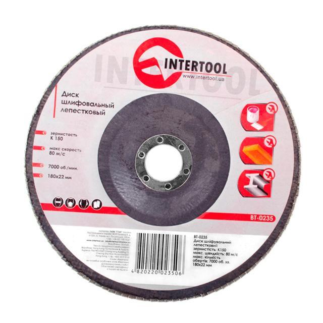 Круг лепестковый торцевой Intertool 180x22 мм зерно K150 (BT-0235)