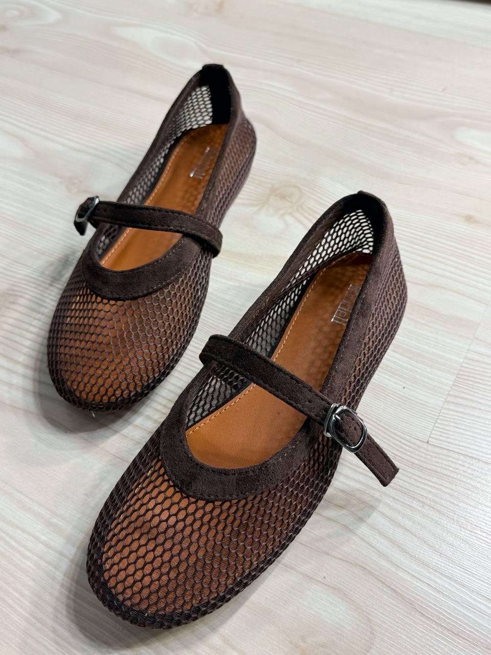 Балетки жіночі Meideli 300-7 Mary Jane сітка з ремінцем р. 41 Коричневий (6722) Балетки жіночі Meideli 300-7 Mary Jane сітка з ремінцем р. 41 Коричневий (6722)