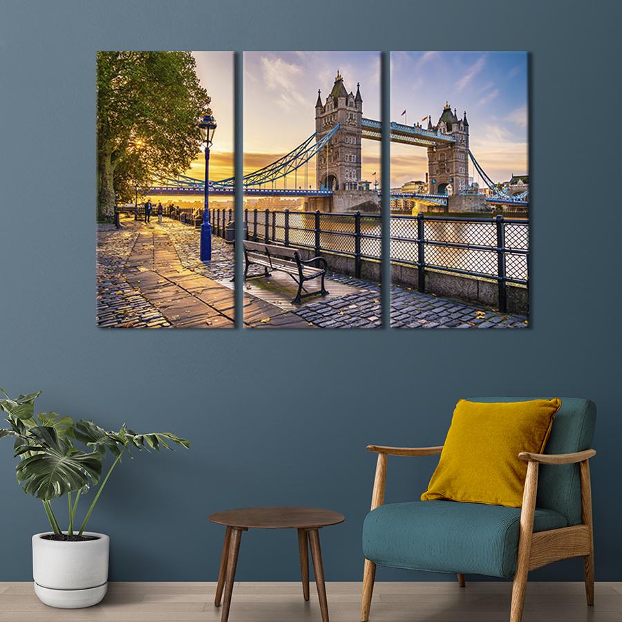 Модульная картина триптих Великолепный Тауэрский мост в Лондоне 128x81 см (403-31)