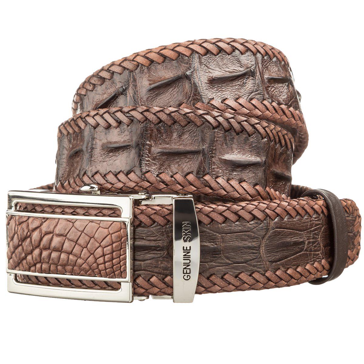Ремень автоматический Crocodile leather 18600 из натуральной кожи крокодила Коричневый Ремень автоматический Crocodile leather 18600 из натуральной кожи крокодила Коричневый