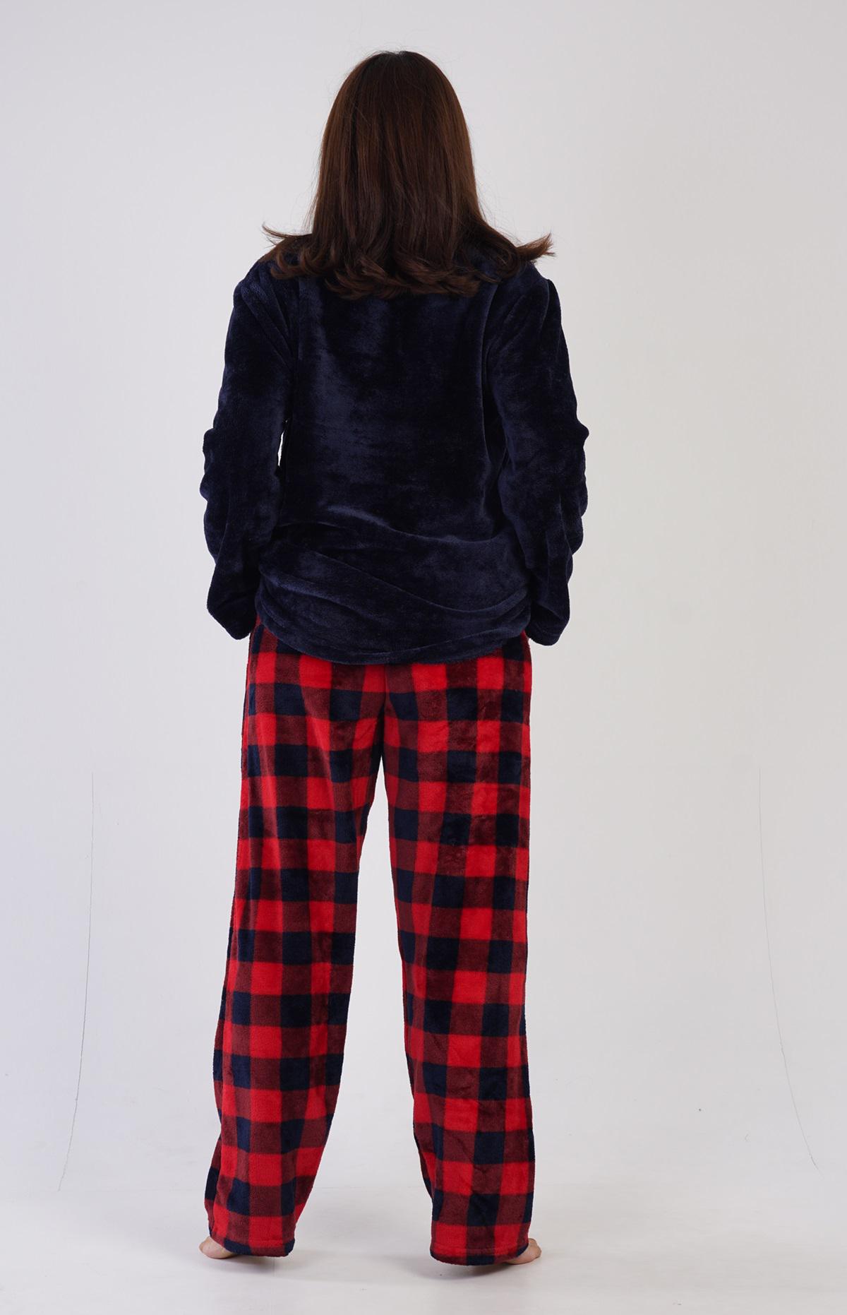 Пижама женская махровая лонгслив и штаны Vienetta 2XL Синий (304083) - фото 2 Пижама женская махровая лонгслив и штаны Vienetta 2XL Синий (304083) - фото 2