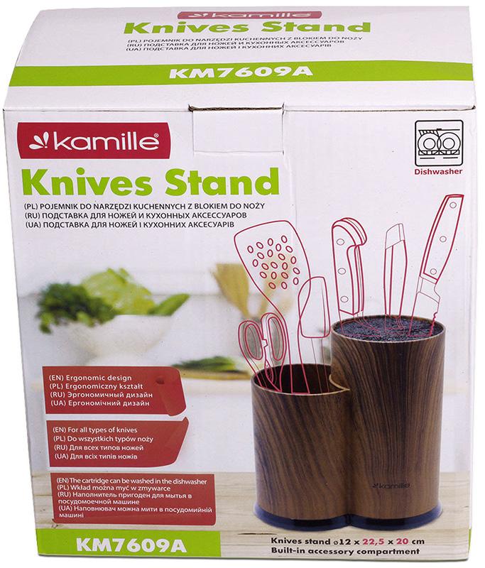 Колода подвійна Kamille Brash Stand Wood для ножів 22,5 см (KM-7609A) - фото 4