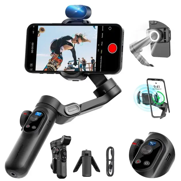 Стабілізатор триосьовий AOCHUAN Professional Gimbal Stabilizer Smartphone SMART X Pro AI Black - фото 2