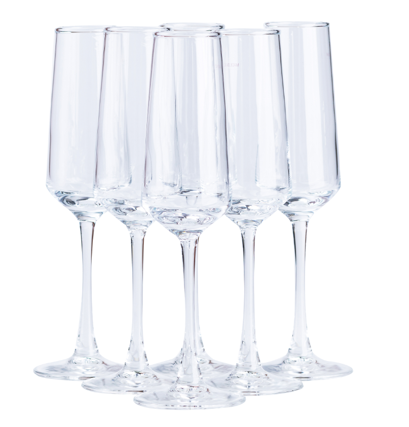 Набір келихів для шампанського та ігристих вин 6 шт. по 250 мл Прозорий - фото 2