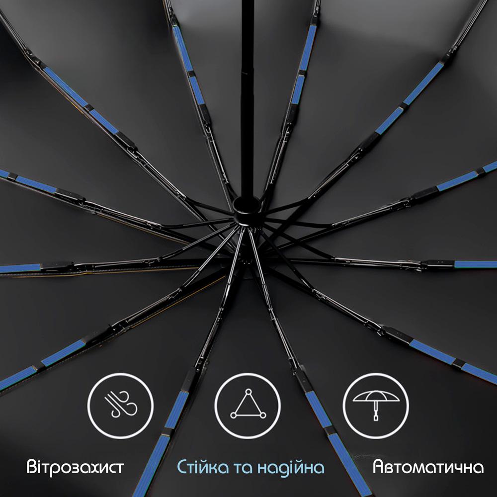 Зонтик автоматический двухслойный от дождя и солнца LOSSO Elite 105 см Темно-синий (526302019 ) - фото 4