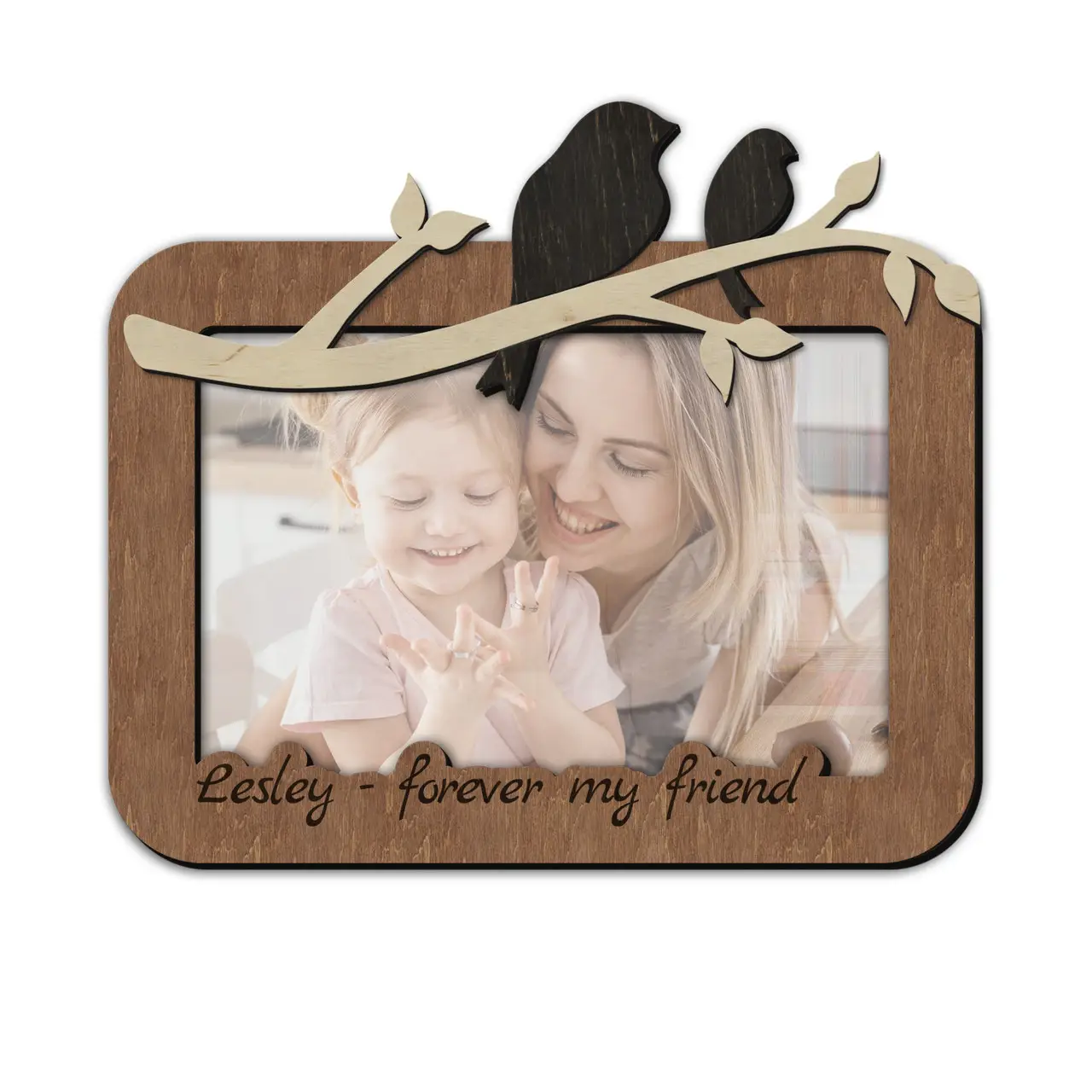Фоторамка с птицами надпись Навсегда мой друг Коричневый (birds_4x6_vertical-1) - фото 1