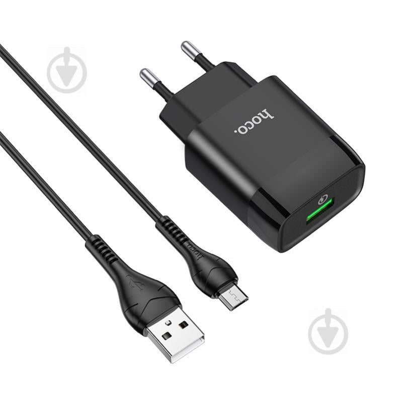 СЗУ Hoco C72Q QC3.0 (1USB/2A) + MicroUSB (Черный) 1097371