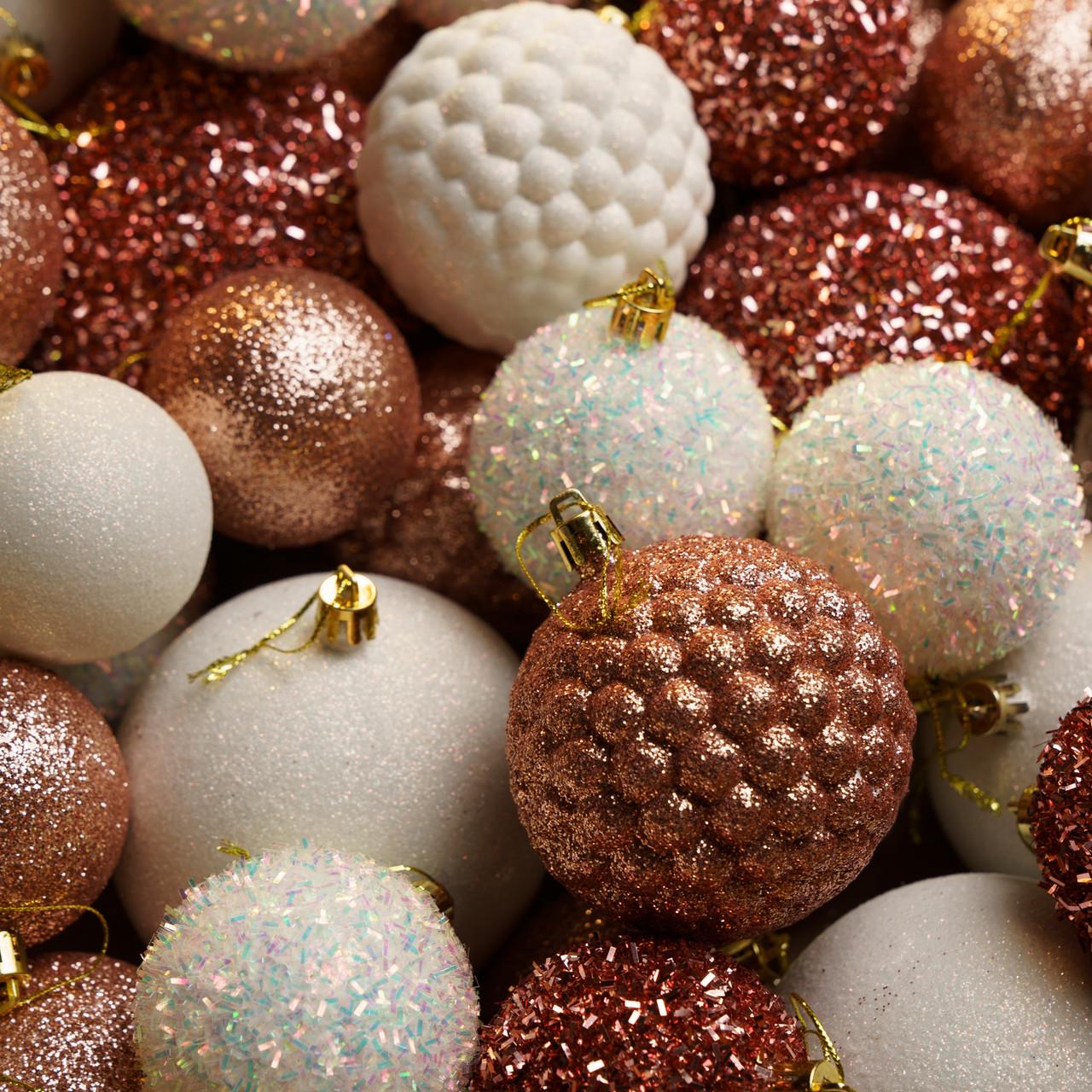 Набор новогодних шаров Блеск 40 шт. Розовое-Золото - фото 3