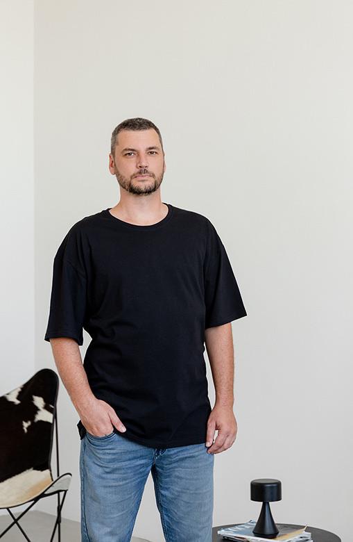 Футболка мужская GBI Оверсайз хлопковая лонг S/M Черный (13723)