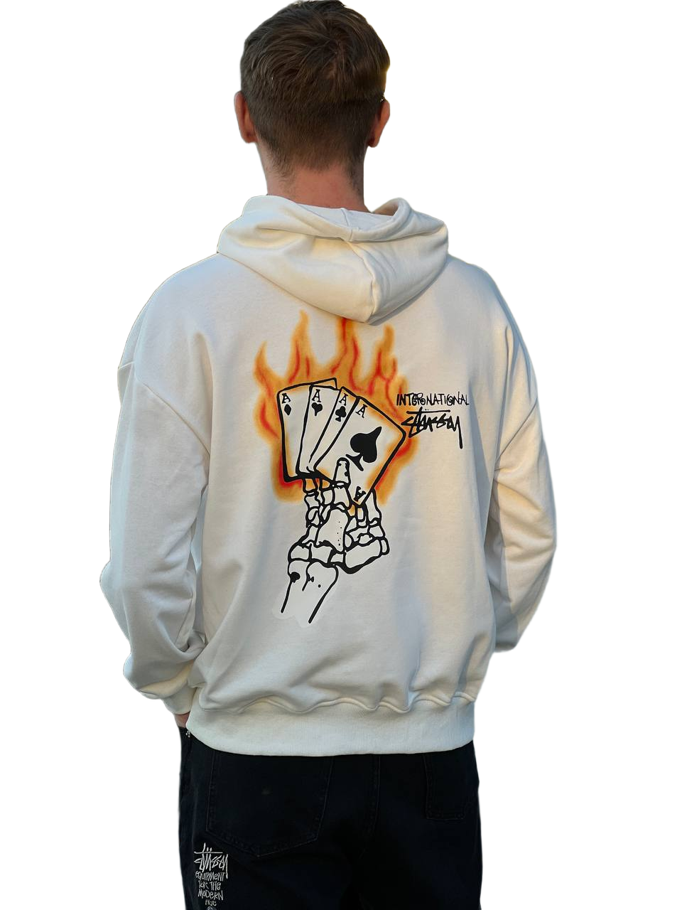 Худи мужское Stussy S/M/L/XL Черный/Белый