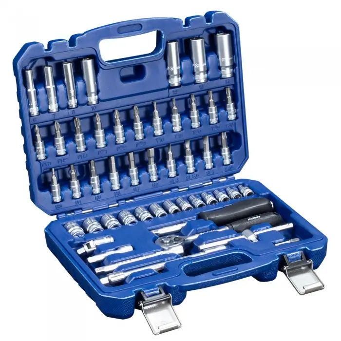 Набор ручных инструментов 53 предмета 1/4" отвертки/воротник/трещотка и удлинитель Синий (opt-103129) Набор ручных инструментов 53 предмета 1/4" отвертки/воротник/трещотка и удлинитель Синий (opt-103129)