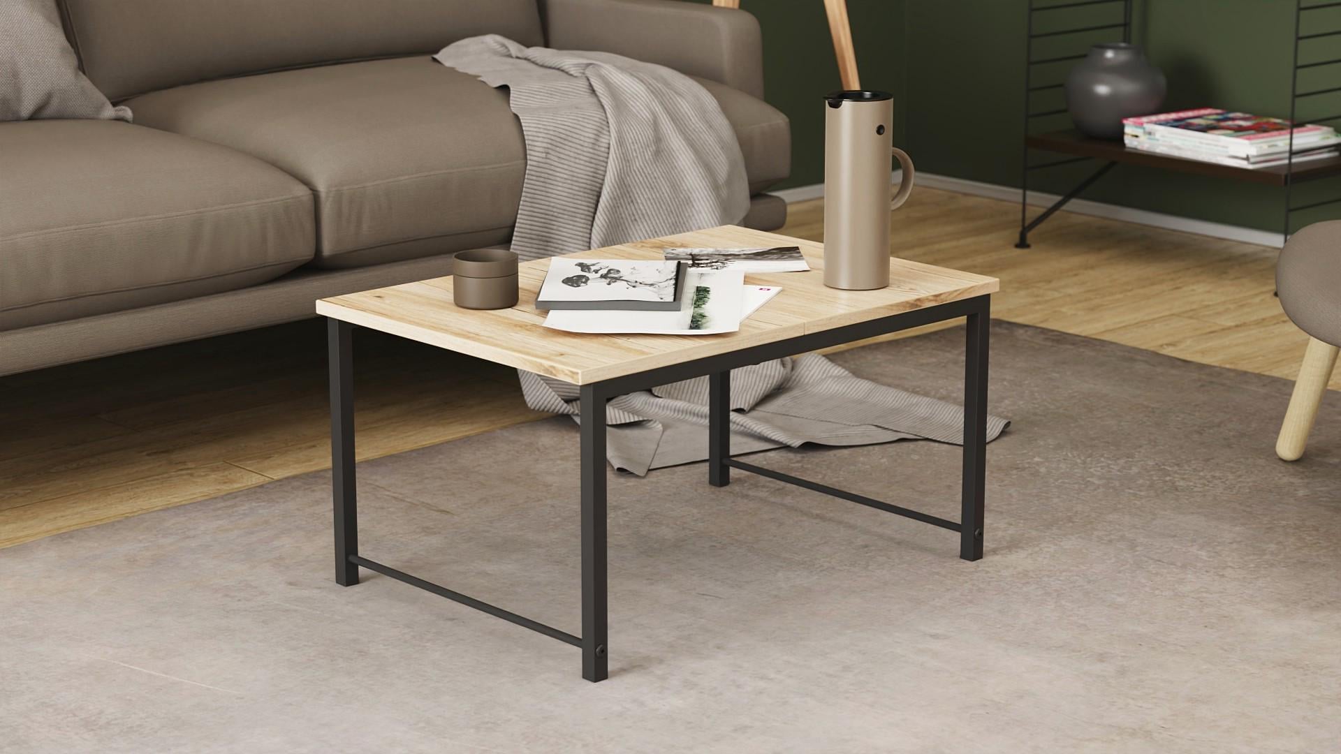 Стол журнальный приставной Ferrum-décor Терри Комбо металл/ДСП 16 мм 650x345x662x440 мм Черный/Дуб Сан-Марино (FRD-105137)