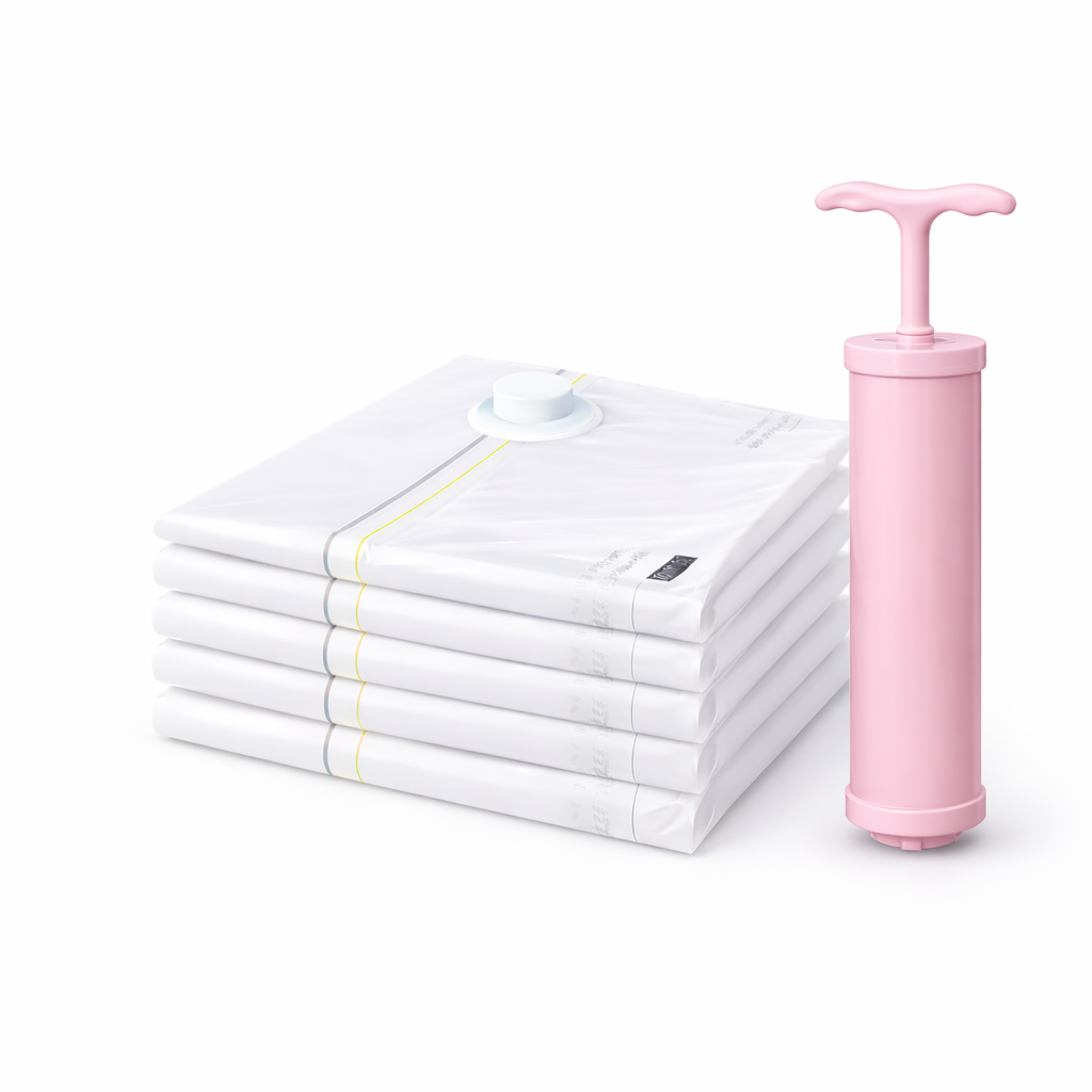 Набор вакуумных пакетов для вещей многоразовые с насосом и клапаном 5 шт. 60х80 см (32503320)