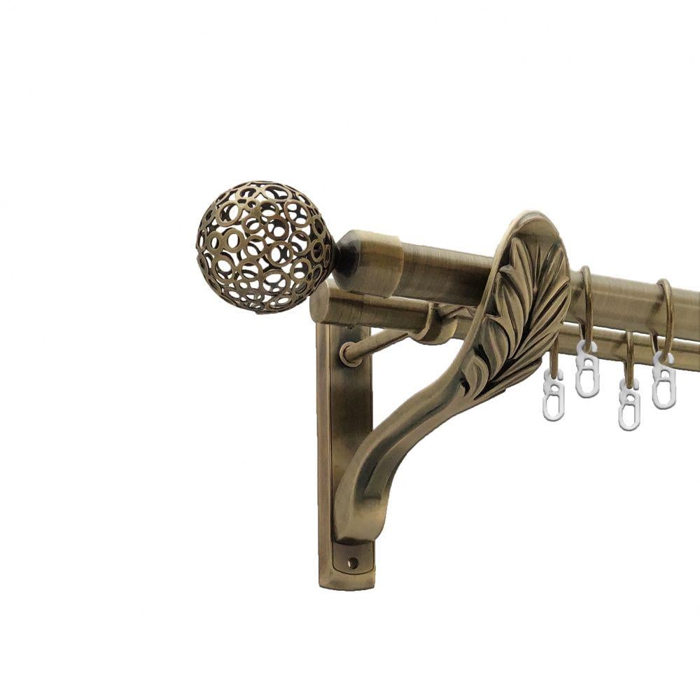 Карниз Orvit Савона металевий дворядний ретро гладка труба кільце металеве 25/19 мм 300 см Антик (4301709) - фото 1