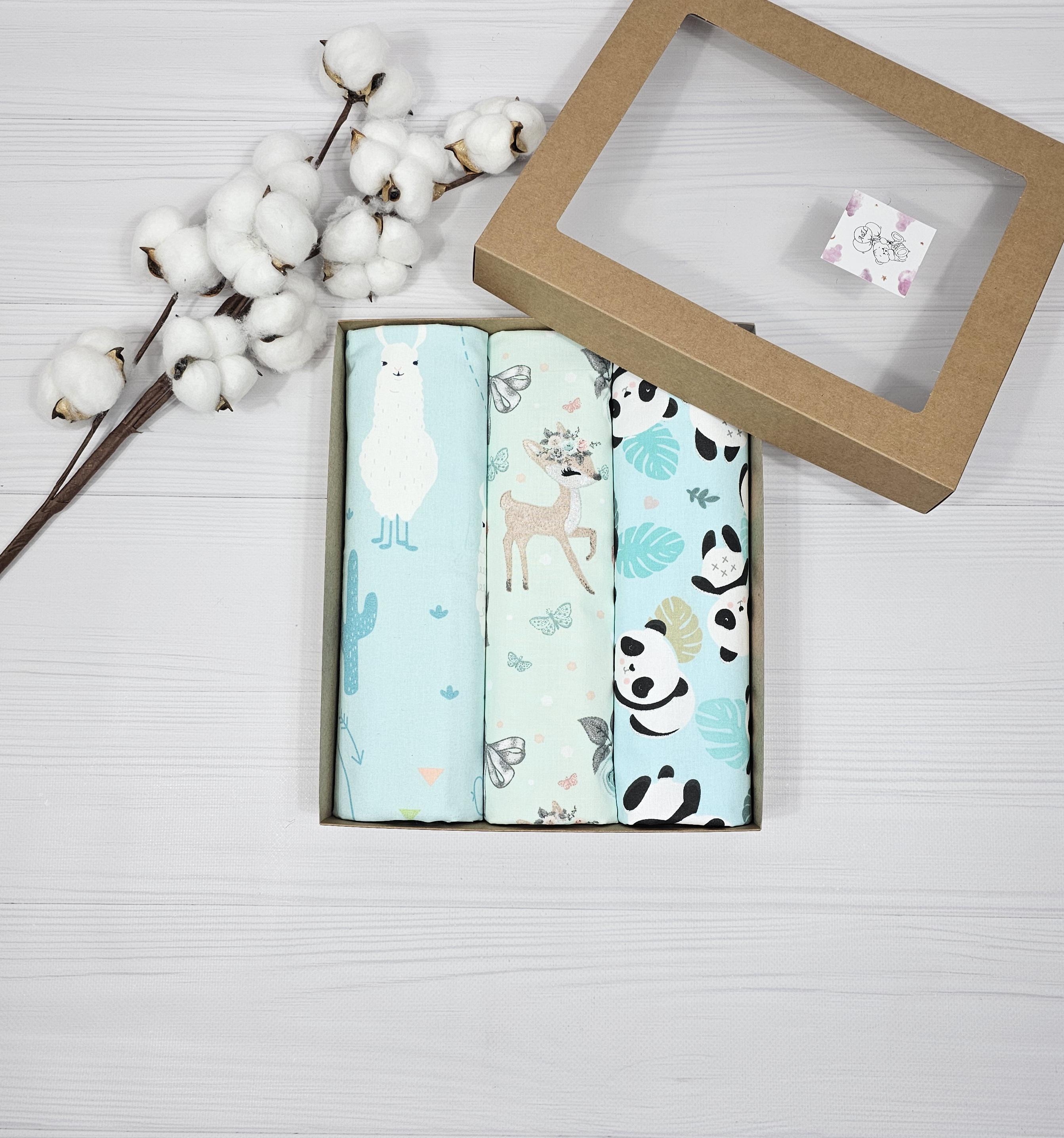 Набор детских пеленок a.l.babybox Лама 50х80 см 3 шт. Мятный (23743636)