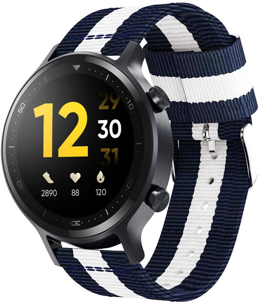 Ремешок тканевый Canvas для Realme Watch S Blue/White (22633)
