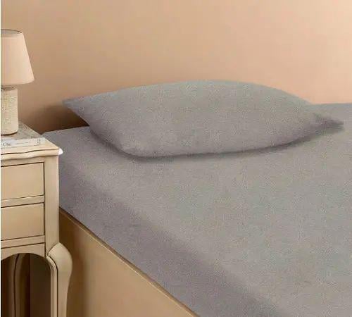 Простыня махровая Anisa с 2 наволочками на резинке из хлопка 220х240 см 180 г/м2 Светло-серый (opt-21495)