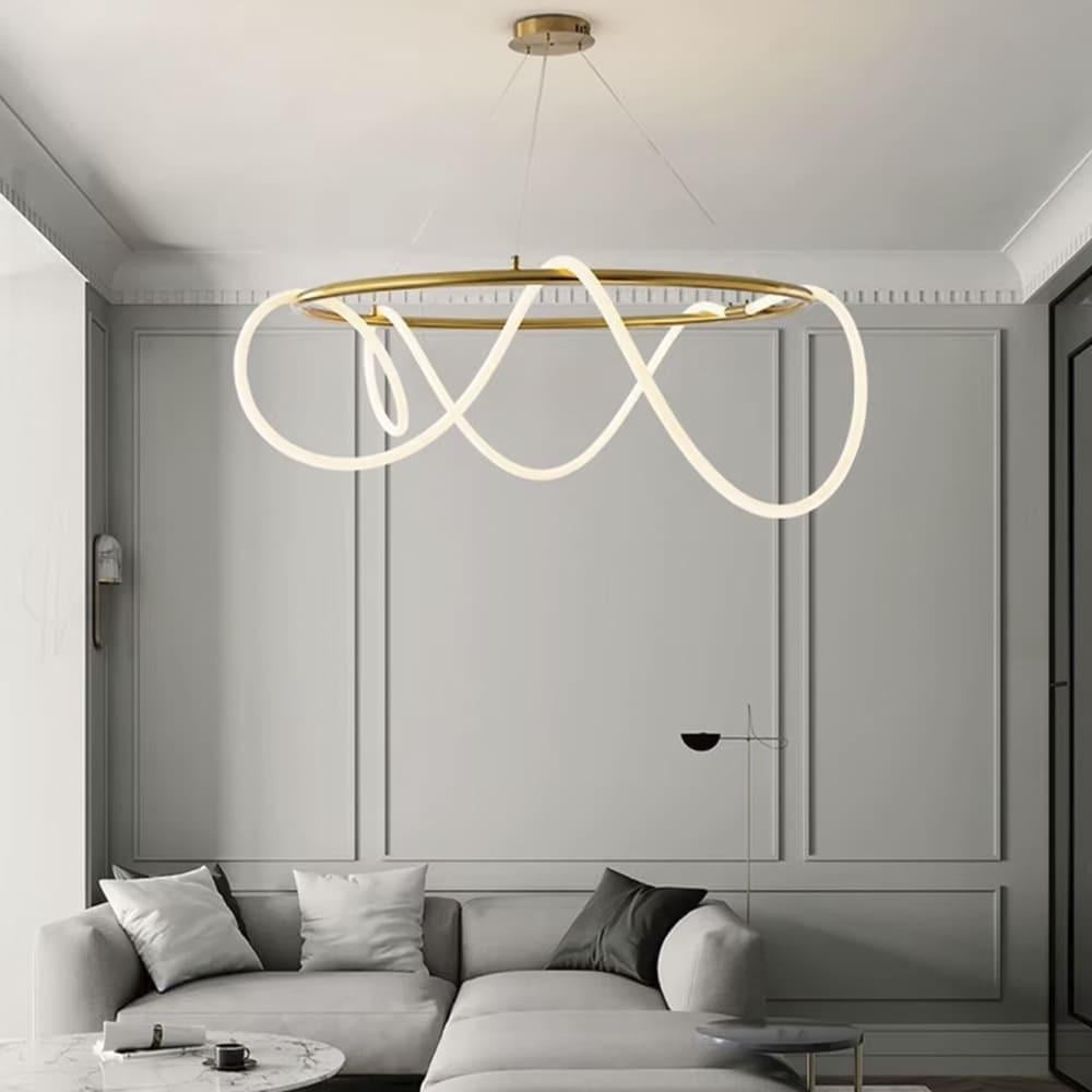 Люстра кольцевая с гибкой LED лентой кольцо 80 см Ø 100 см Латунный (JU 22N-800 AB)