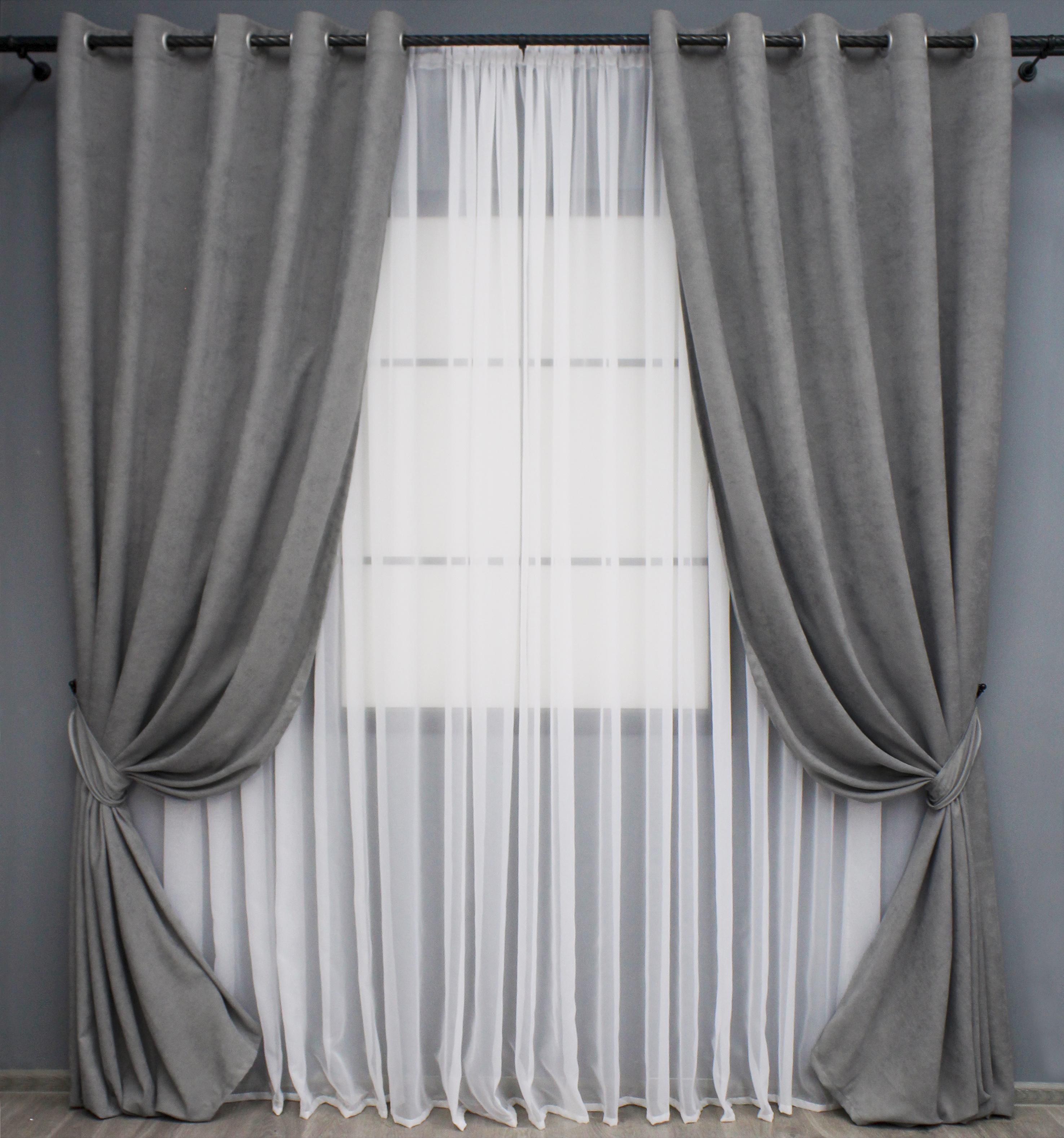 Комплект штор на люверсах VR-Textil Микровелюр Petek №1485ш 150х270 см 2 шт. Серый (37-0214)