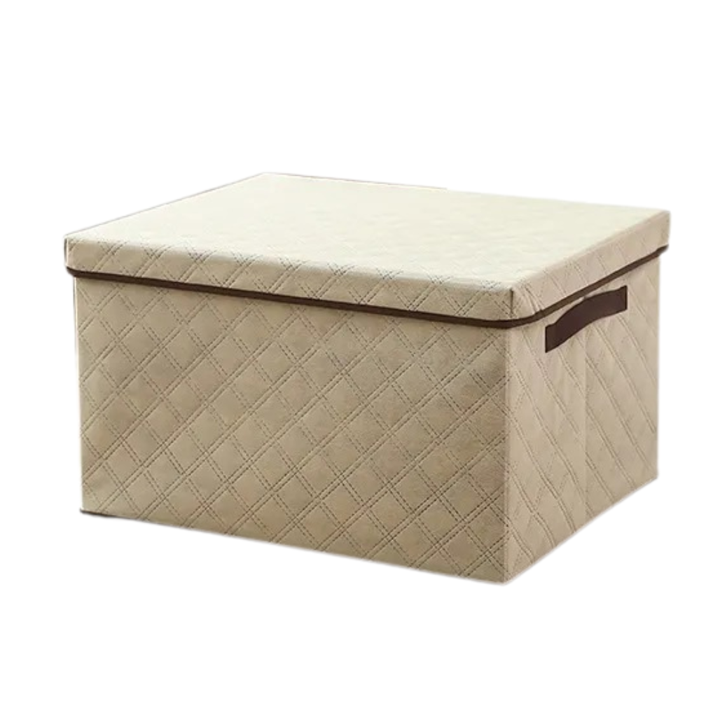 Скринька для зберігання речей у шафі з кришкою та ручками тканинна Бежевий Скринька для зберігання речей у шафі з кришкою та ручками тканинна Бежевий