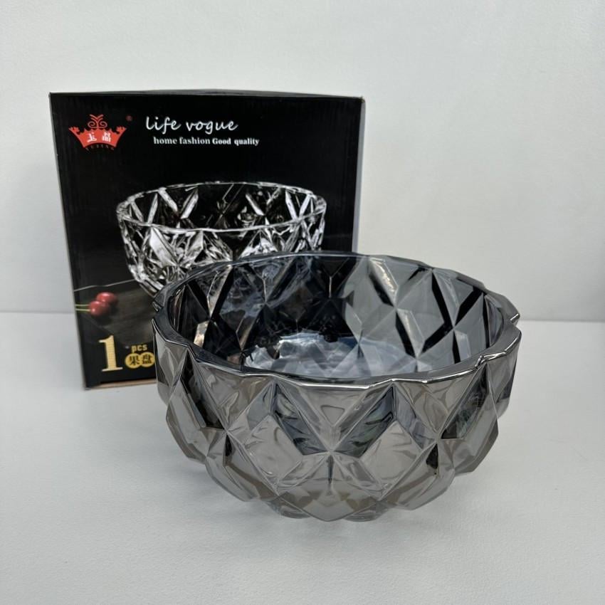 Салатник скляний Yuling для GlassWare цукерок/печива/фруктів 25 см Прозорий/Чорний (3639/7081-4) Салатник скляний Yuling для GlassWare цукерок/печива/фруктів 25 см Прозорий/Чорний (3639/7081-4)