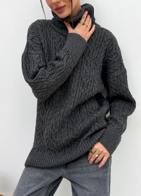 Светр з візерунком жіночий ART KNIT Олівія oversize Графітовий