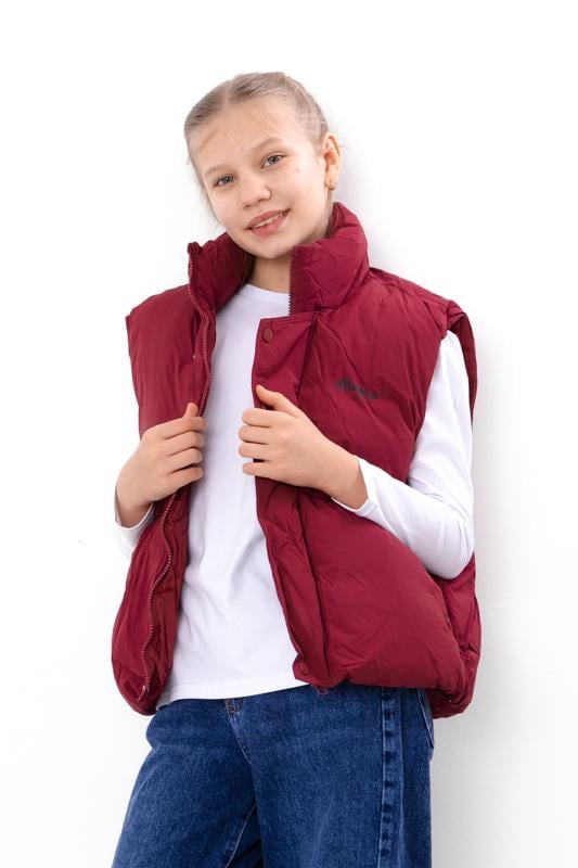Жилетка дута для дівчинки з високим коміром Носи Своє 130 см Бордовий (17352) Жилетка дута для дівчинки з високим коміром Носи Своє 130 см Бордовий (17352)