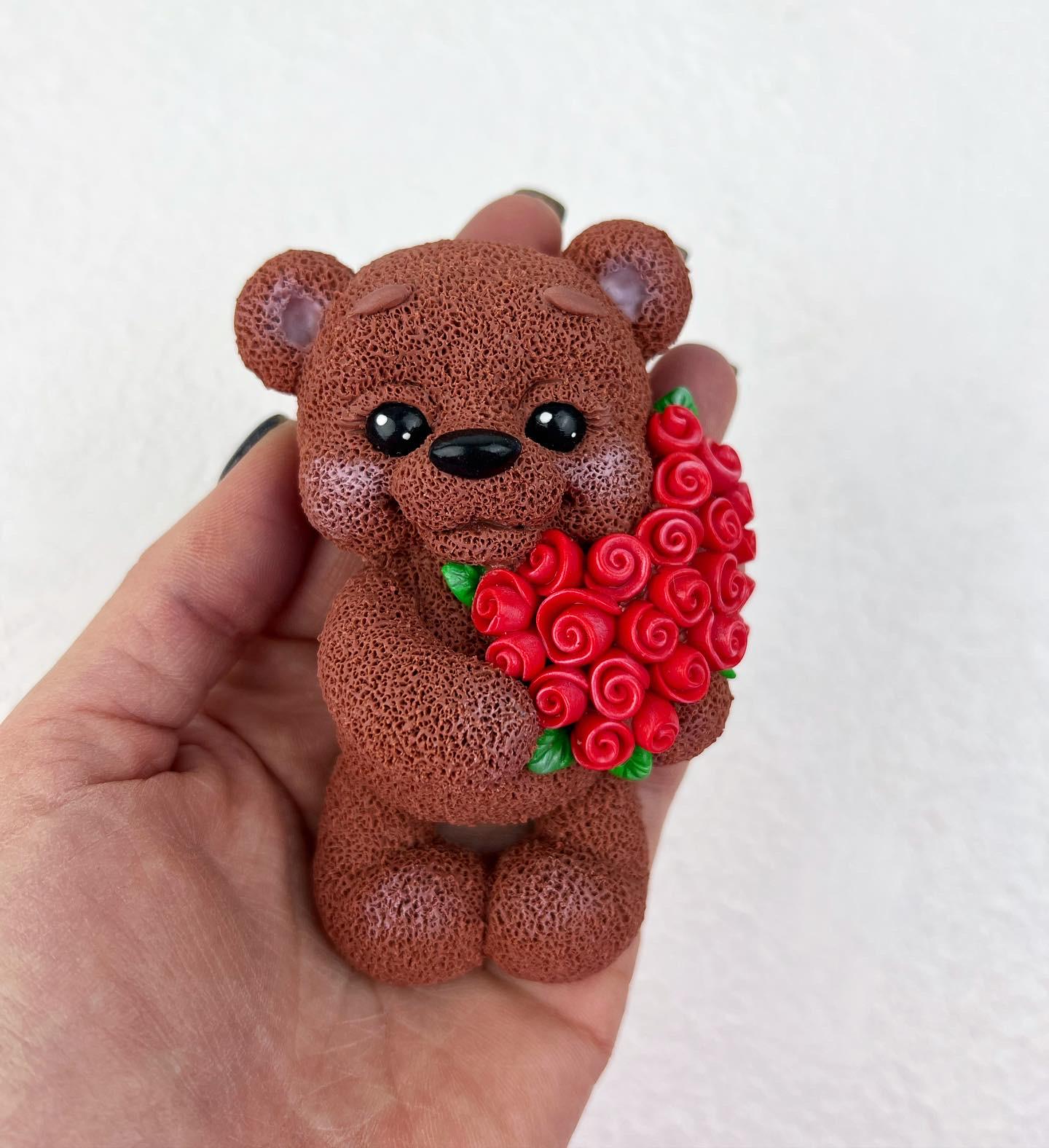 Молд силиконовый Orehova Мишка с розами 2д (8975)