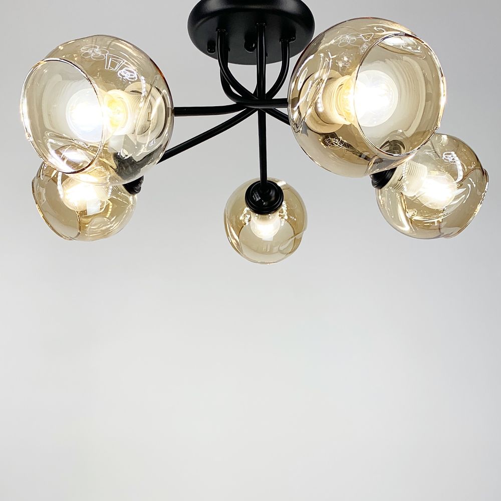 Люстра стельова Light House LF-17377/5 BK+WT Бурштиновий